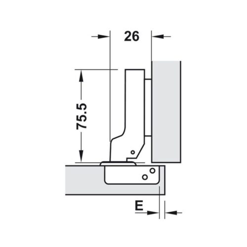 Kích thước bản lề trùm nửa Metalla SM 110° giảm chấn Hafele 315.06.751