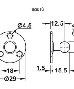 Kích thước bas tủ pittong đẩy cánh tủ 150N Hafele 373.82.910