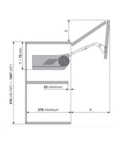 Kích thước Hộp Lực Tay Nâng Blum Aventos HF-22 372.94.033