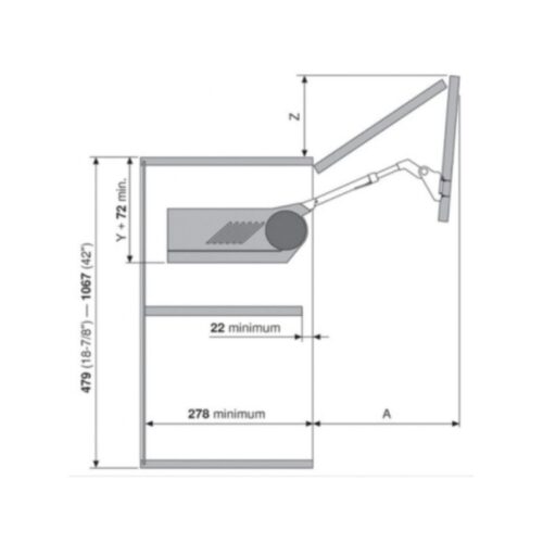 Kích thước Hộp Lực Tay Nâng Blum Aventos HF-22 372.94.033