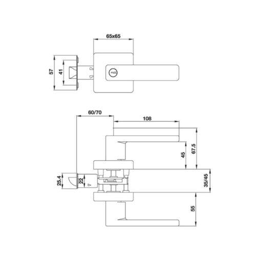 Kích thước khóa tay nắm gạt cửa WC Häfele DIY 499.63.973