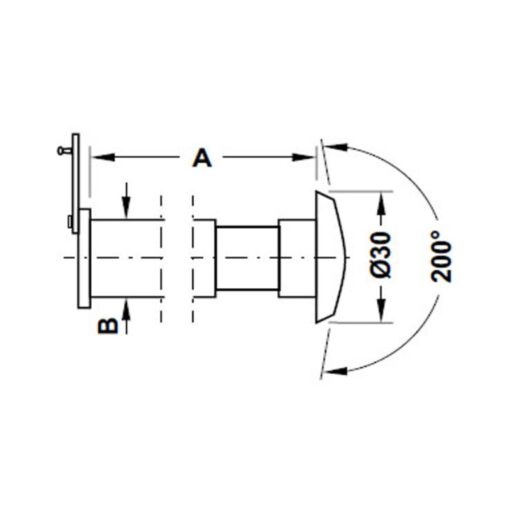 Kích thước mắt thần gắn cửa góc nhìn 200º có nắp che Hafele DIY 489.70.435