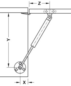 Kích thước pittong đẩy cánh tủ 150N Hafele 373.82.910