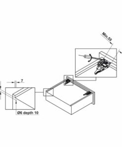 Kích thước ray âm giảm chấn EPC EVO mở 3/4 300mm Hafele 433.32.501