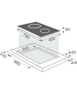 Kích thước bếp từ đôi Brandt BPI272UBL lắp âm