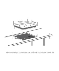 Kích thước bếp từ đôi Junger NKD-22+ lắp âm