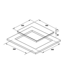 Kích thước bếp từ Hafele 3 vùng nấu HC-I6032B 533.09.901 lắp âm
