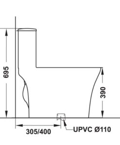 Kích thước bồn cầu 1 khối Sapporo Hafele 588.79.406