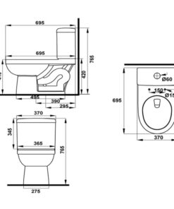 Kích thước bồn cầu 2 khối Compact Hafele 588.79.404