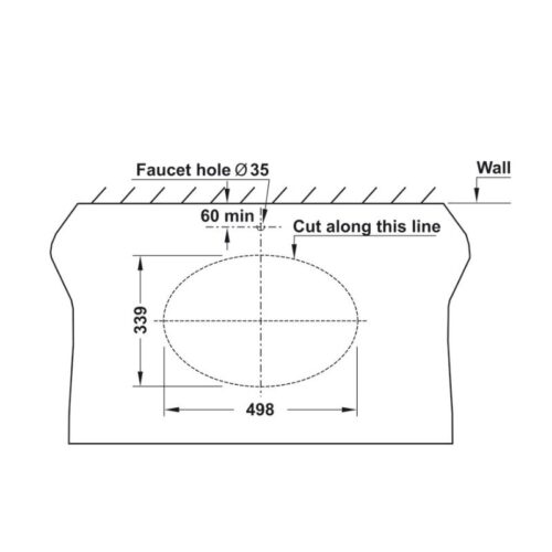 Kích thước Lavabo âm bàn Sapporo 570 Hafele 588.79.015