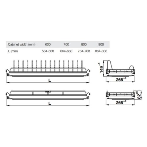 Kích thước giá bát cố định Hafele Oria 544.07.013 600mm