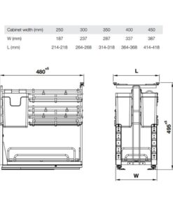 Kích thước giá dao thớt Inox 304 Hafele Omero 547.11.004 350mm