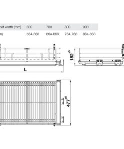 Kích thước giá xoong nồi Inox 304 Hafele Kason 549.04.054 600mm