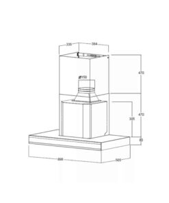 Kích thước máy hút mùi áp tường Brandt AD1200X