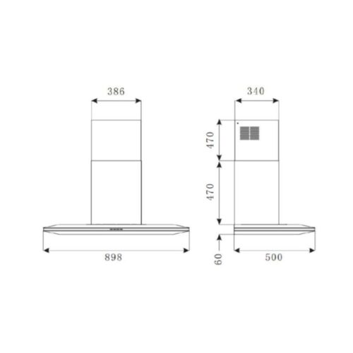 Kích thước máy hút mùi áp tường Brandt AD9905B