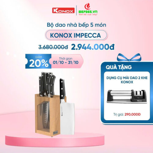 Khuyến mại bộ dao làm bếp cao cấp 5 món Konox Impecca