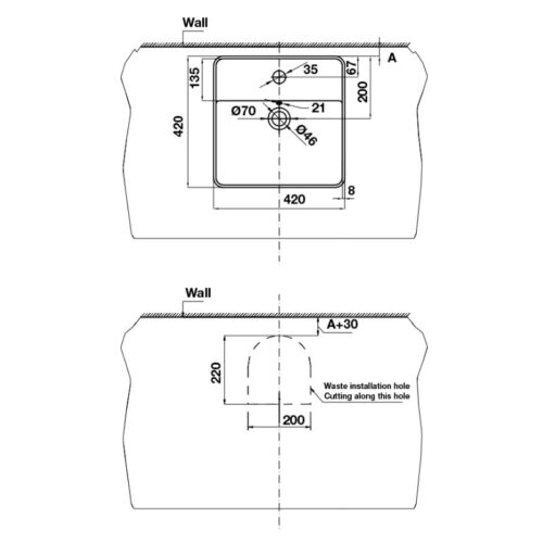 Lắp đặt chậu lavabo đặt bàn Sapporo Hafele 588.79.072