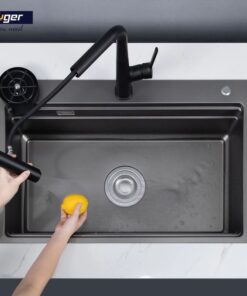 Ảnh thực tế chậu rửa bát 1 hố Kluger KWF8161FB-S76 Plus
