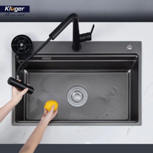 Ảnh thực tế chậu rửa bát 1 hố Kluger KWF8161FB-S76 Plus