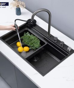 Ảnh thực tế chậu rửa bát 1 hố Kluger KWF8161FB-S76W Plus