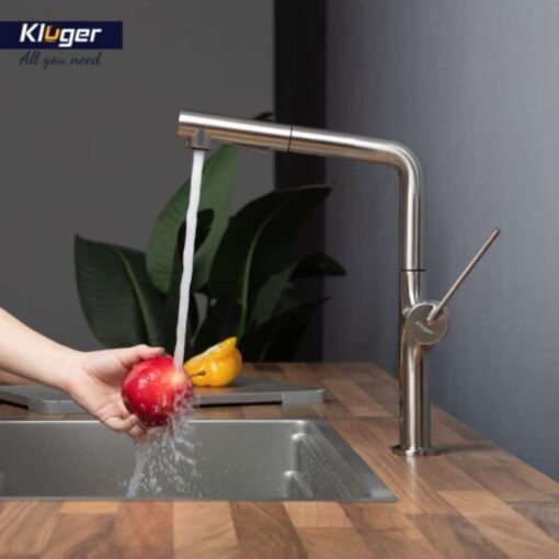 Ảnh vòi rửa bát nóng lạnh Kluger KLF0001S có dây rút