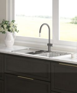 Ảnh vòi rửa bát nóng lạnh Konox Resta Grey có dây rút