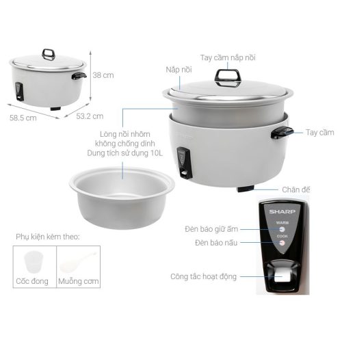 Nồi cơm điện 10L Sharp KSH-D1010V 7 Chi tiết nồi cơm điện 10L Sharp KSH-D1010V