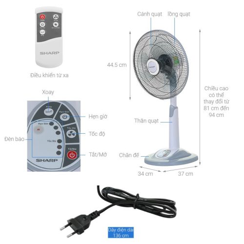 Quạt đứng Sharp PJ-L40RV-LG 7 Chi tiết quạt đứng Sharp PJ-L40RV-LG