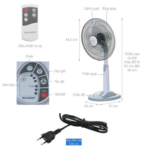 Chi tiết quạt đứng Sharp PJ-L40RV-LG