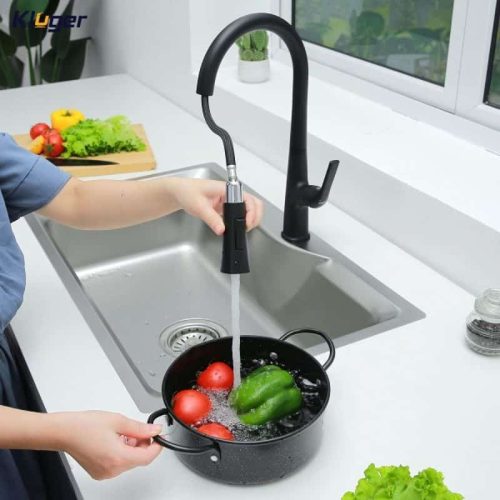 Hình ảnh vòi rửa bát nóng lạnh Kluger KLF0002B có dây rút