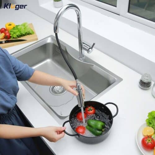 Hình ảnh vòi rửa bát nóng lạnh Kluger KLF0003C có dây rút