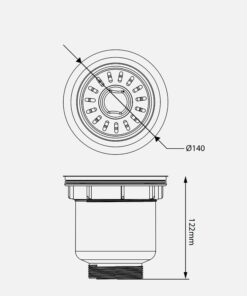 Kích thước bát rác inox Kluger KS-501DN145