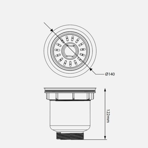 Kích thước bát rác inox Kluger KS-502DN113