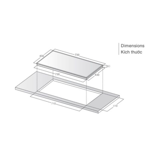 Kích thước bếp từ đôi Lorca LCI 809 lắp âm