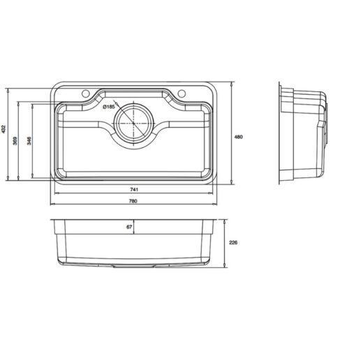 Kích thước chậu rửa bát 1 hố Kluger KF7848FS-S78