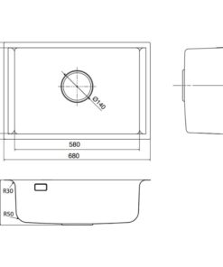 Kích thước chậu rửa bát 1 hố Kluger KU8121B-S68