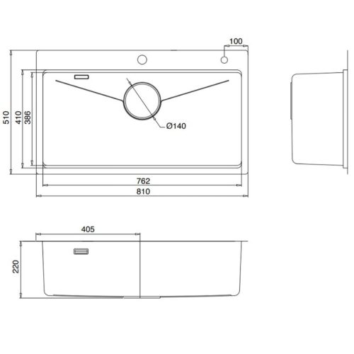 Chậu rửa bát 1 hố Kluger KW8181FS-S81 Plus 9 Kích thước chậu rửa bát 1 hố Kluger KW8181FS-S81 Plus