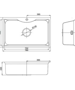 Kích thước chậu rửa bát 1 hố Kluger KW8191FS-S79