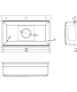 Kích thước chậu rửa bát 1 hố Kluger KWF8161FB-S76 Plus