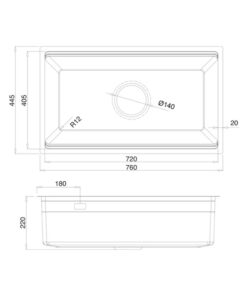 Kích thước chậu rửa bát 1 hố Kluger KWU8161FS-S76