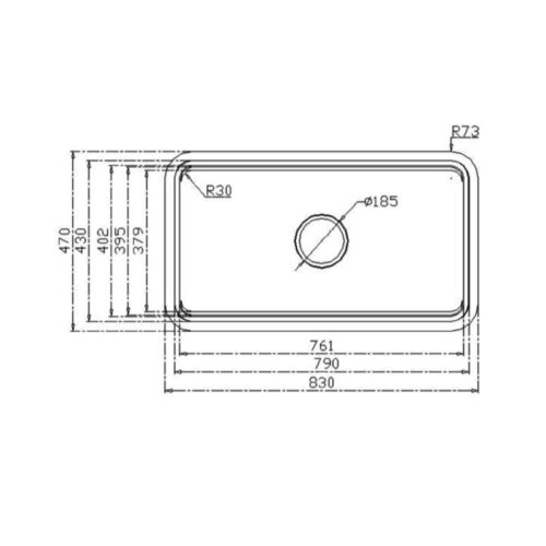 Kích thước chậu rửa bát đá 1 hố Konox KN8347SU Dekor Basic