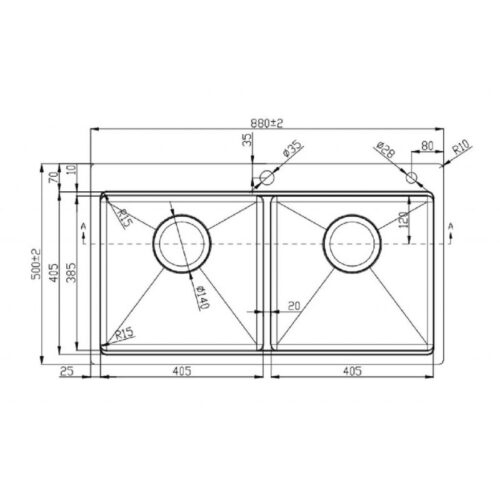 Kích thước chậu rửa bát Konox Workstation Sink – Topmount Sink KN8850TD