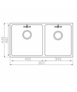 Kích thước chậu rửa bát inox 2 hố Konox Cube 8144DU