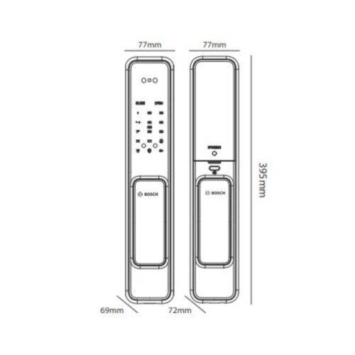 Kích thước khóa cửa vân tay Bosch EL600 EU Black