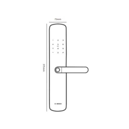 Kích thước khóa cửa vân tay Bosch ID60 EU Gray