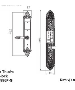Kích thước khóa thông minh Avolock AC-996F-G