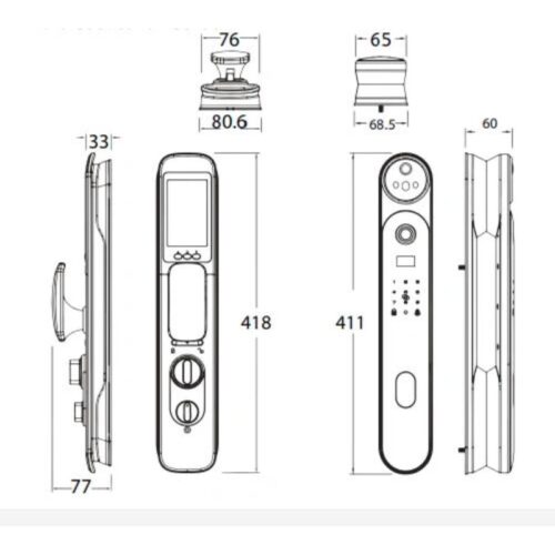 Kích thước khóa thông minh Avolock AL-79FRVT-B