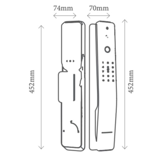 Kích thước khóa thông minh Avolock AL-85FRVT-B