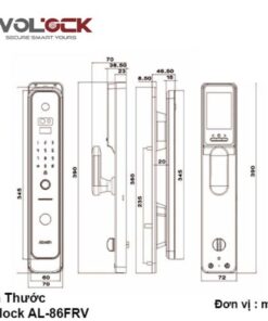 Kích thước khóa cửa thông minh Avolock AL-86FRV-Grey