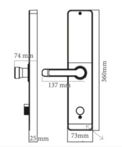 Kích thước khóa thông minh Avolock AV-61-B